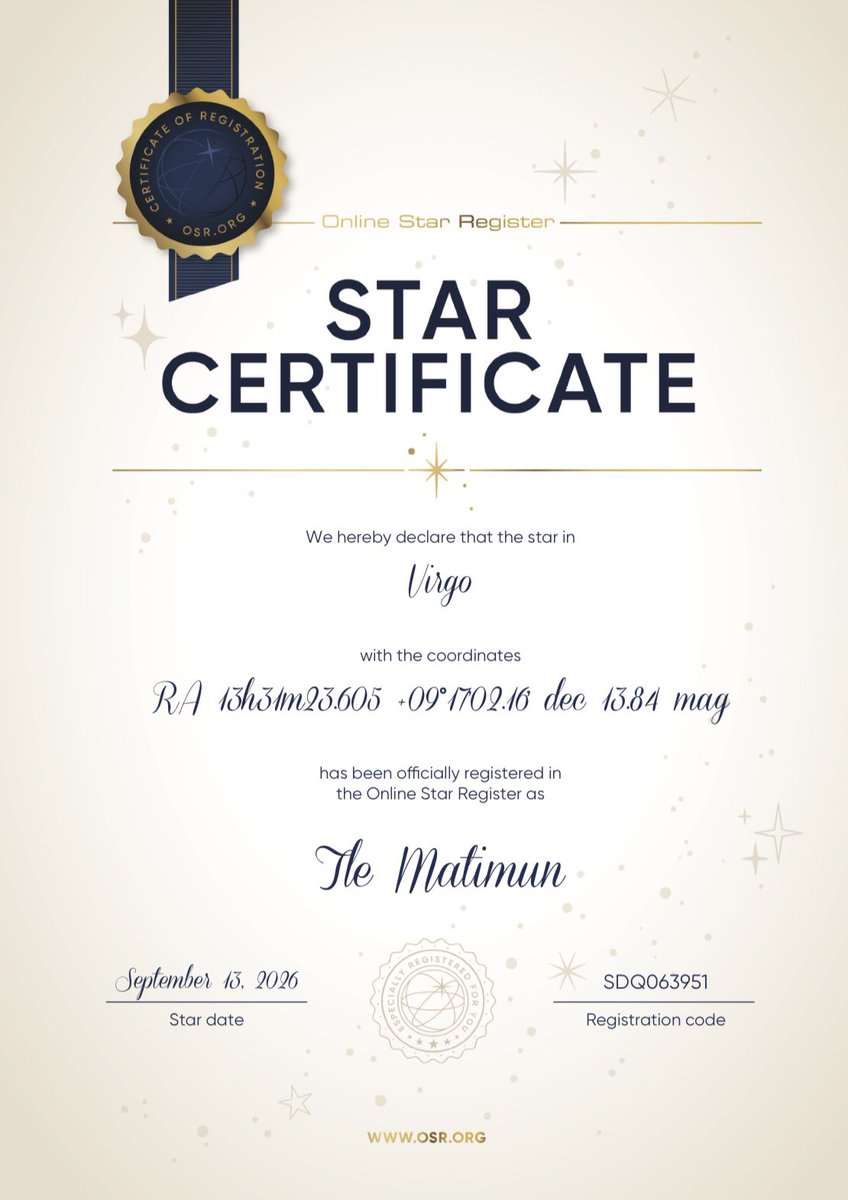FirstoneCentral's tweet photo. ⭐️ Star Naming Certificate for FirstOne Wannakorn &amp; Tle Matimun 💚🩷

- 𝘍𝘳𝘰𝘮 𝘉𝘳𝘢𝘻𝘪𝘭𝘪𝘢𝘯 𝘛𝘪𝘥𝘧𝘰𝘯𝘴, 𝘸𝘪𝘵𝘩 𝘭𝘰𝘷𝘦 ☔️🇧🇷

♪ ༘⋆𐙚 #Tle_mtm #Firstone
 #TleFirstone #เติ้ลเฟิร์สวัน ⋆𐙚𝄞⨾𓍢ִ໋ https://t.co/WPrWglLm7x