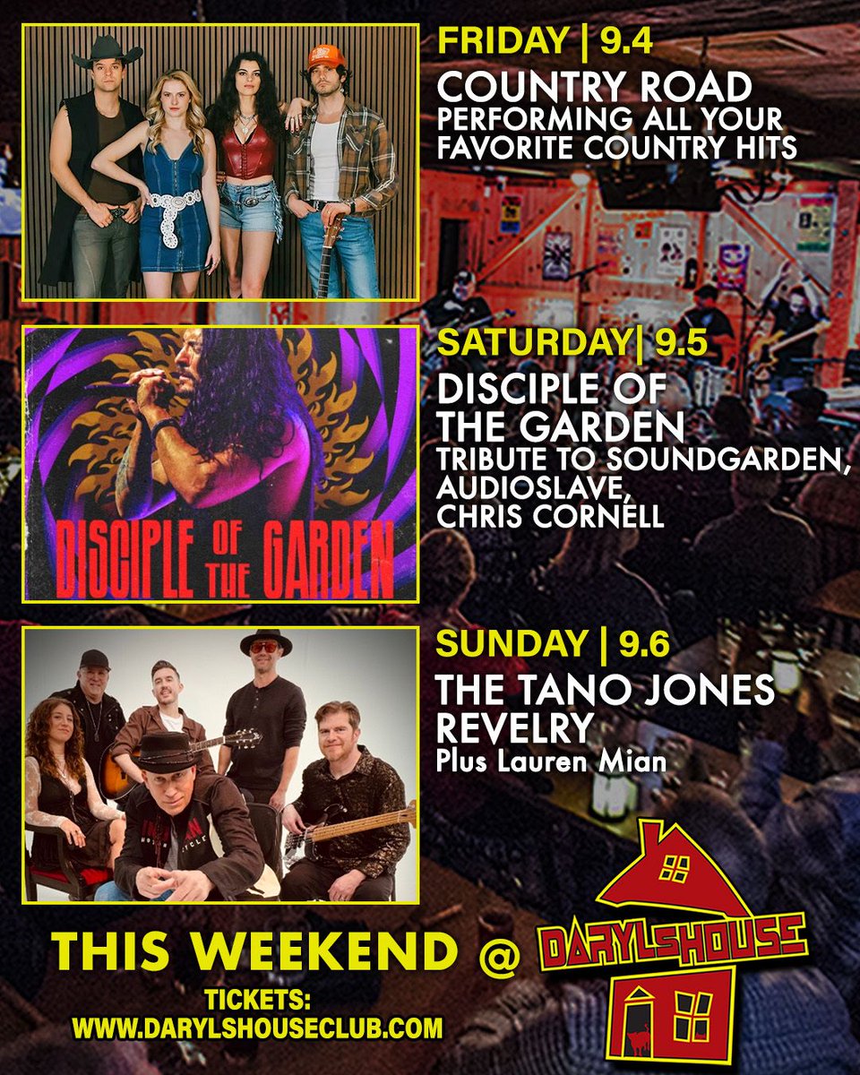 DarylsHouseClub's tweet photo. GET TICKETS ON OUR WEBSITE SHOWS PAGE!
#countryroad #discipleofthegarden #tanojonesrevelry https://t.co/RIygPqvAzu