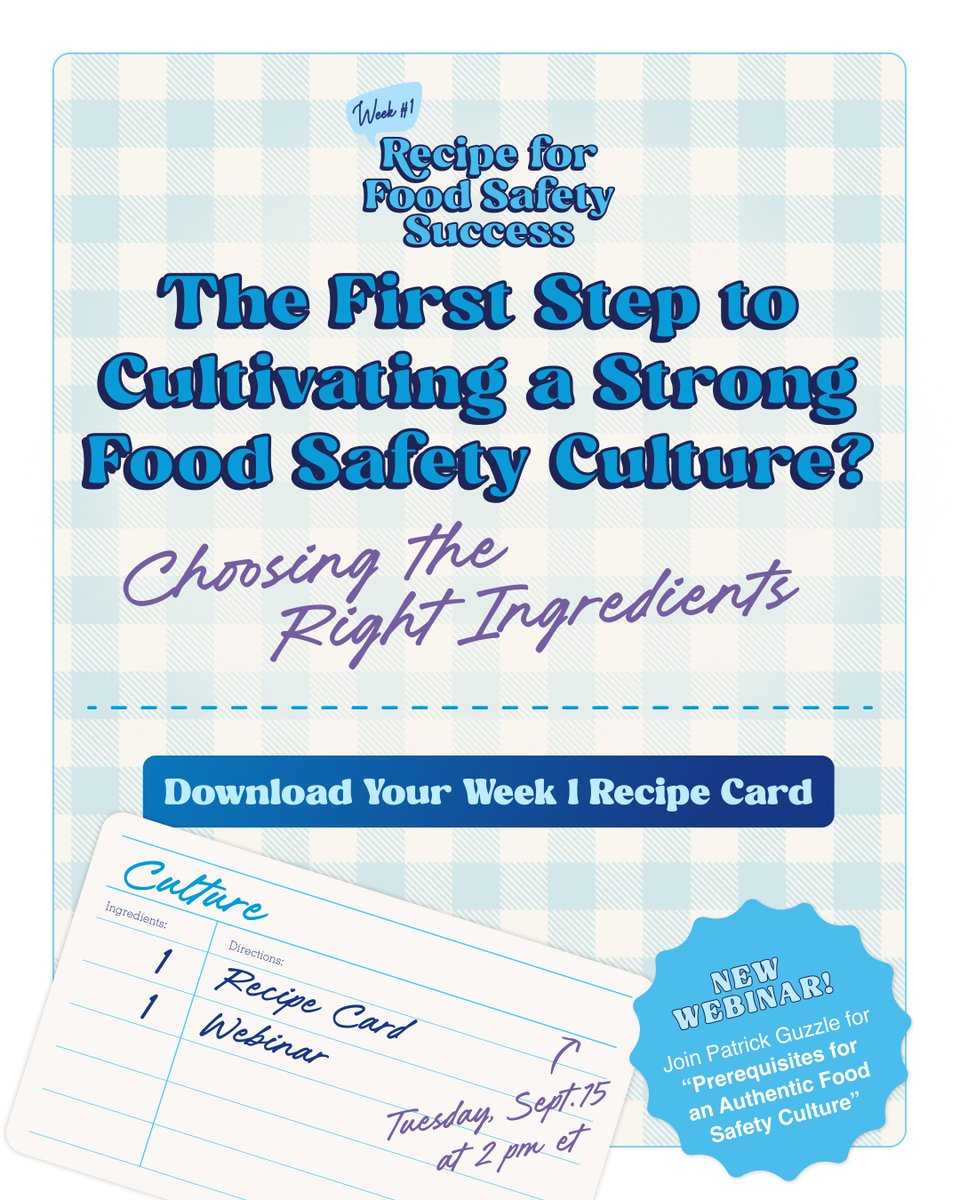 NCRLA's tweet photo. How do you start the recipe to food safety success?
For Week 1 of #NationalFoodSafetyMonth, we’re focusing on the
ingredients of a strong food safety culture.
📩https://t.co/mf6Aa7pJ10 
Plus, save 20% on select products with code NFSM2026 https://t.co/bKs2fOT0LD