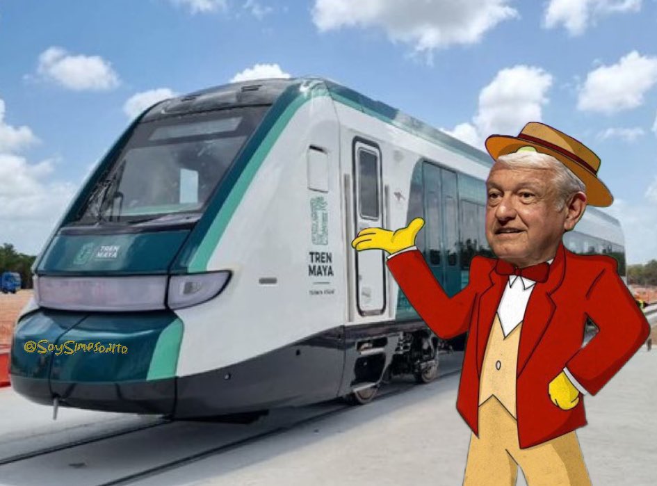 SoySimpsonito's tweet photo. - Tal vez los rieles se doblarán.
- ¡Eso tus ojos no lo verán! 🎶
#TrenMaya #Monorriel https://t.co/OzizioIAsc