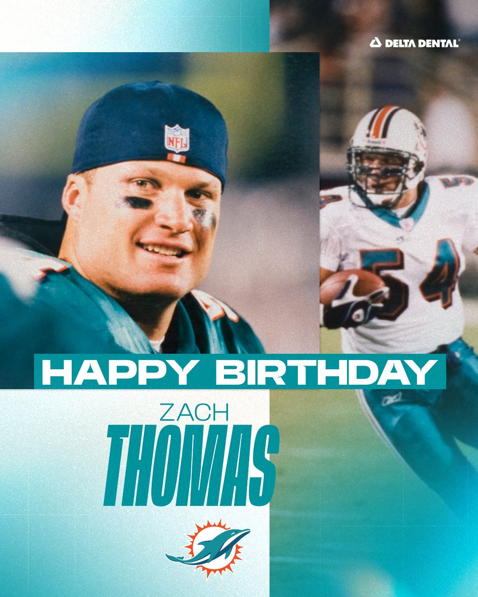 MiamiDolphins's tweet photo. HBD, Zach Thomas! 🎂 https://t.co/0MfO7E0NJS