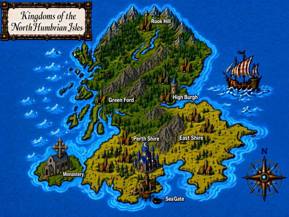 InkPotGames's tweet photo. Working on the map today, at the beginning of my "Settlements &amp; Encounters" companion book draft as I establish my setting for Fighters &amp; Wizards. The map's inspiration is a scaled-down recreation of medieval England and Scotland. #TTRP #RPG https://t.co/fN1g4R4T3E