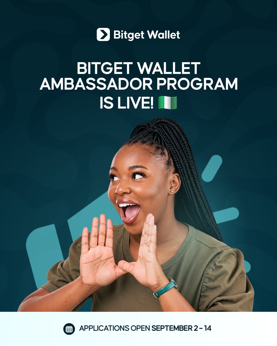BitgetWalletAF's tweet photo. 🚨 You’ve been asking, “When Ambassadorship for Bitget Wallet?”

Well, the wait is over. 👀

The Bitget Wallet Bank Transfer Ambassador Program Nigeria is now LIVE! 🇳🇬
We’re looking for creators, crypto enthusiasts, traders, and community builders who want to help more people discover Bitget Wallet’s Bank Transfer feature.

Want to earn rewards while referring new users to try Bank Transfer? This is your opportunity to represent Bitget Wallet, grow with the community, and get rewarded for your contribution.

Applications are open from September 2–14. Ready to join? Apply now using the link below 👇
https://t.co/5I4JU3LlgS