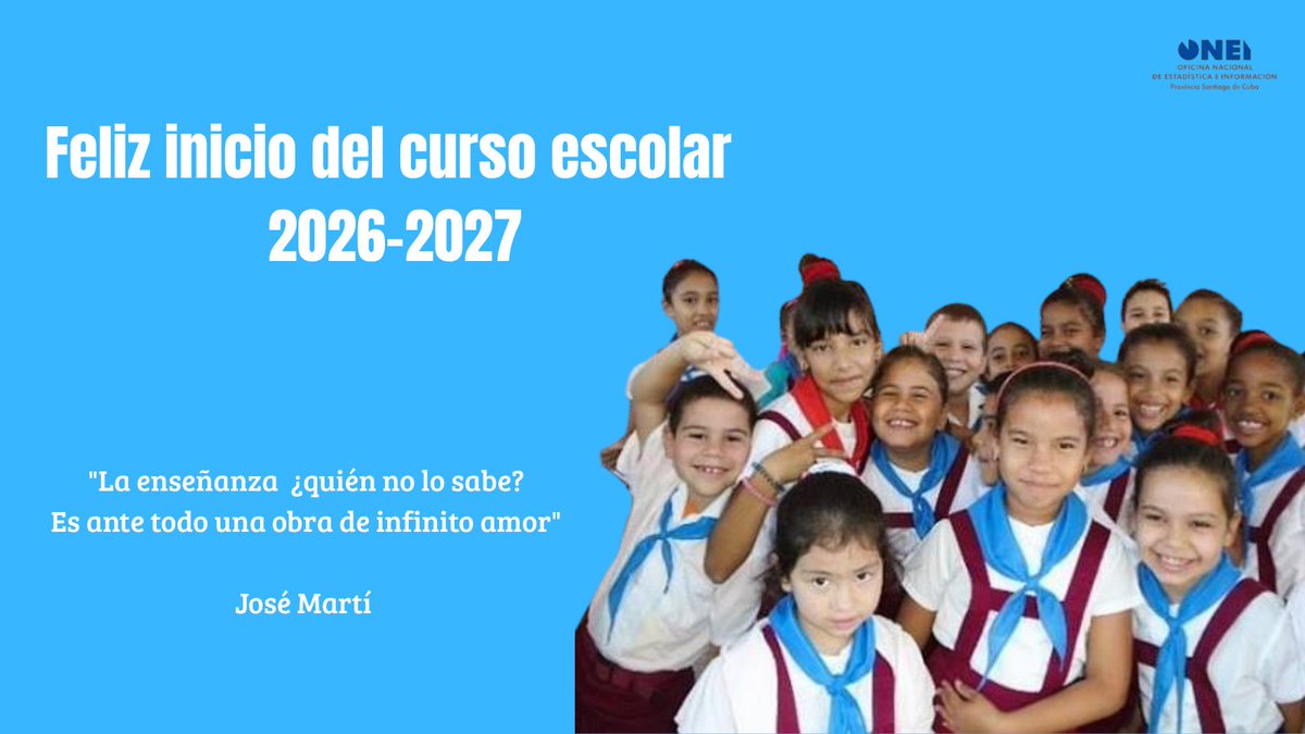 ONEIStgo_Cuba's tweet photo. #ONEI🇨🇺
Septiembre abre las puertas con el inicio del curso escolar, arranca la fiesta del saber y la alegría de los niños y niñas en las aulas
#SantiagoDeCuba https://t.co/bWb21n5ITs