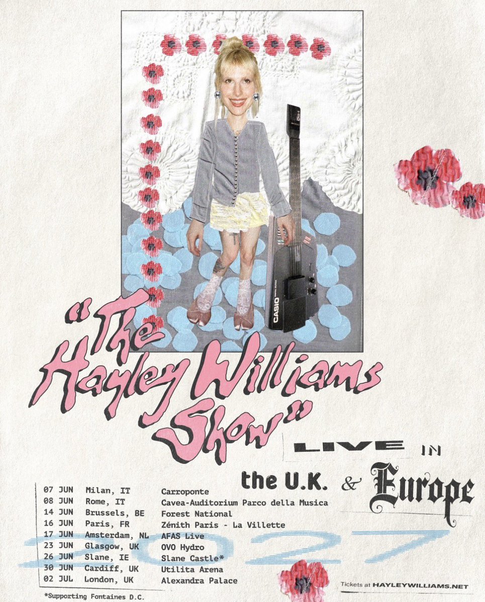 LeaksTour_eu's tweet photo. Hayley Williams has announced first UK &amp; European dates for June 2027! ✅ https://t.co/j5m7kzBGQK