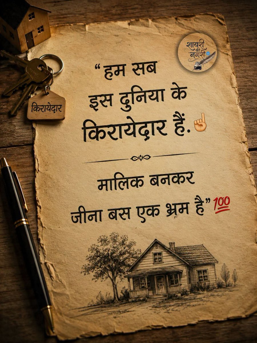 ManishRewamp's tweet photo. हम सब इस दुनिया के किराएदार हैं। 
मालिक बनकर जीना बस एक भ्रम है।।

@VTankha https://t.co/SqD9WfURDd