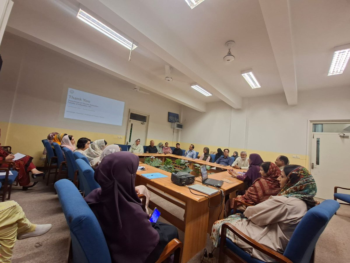 IIUI_OFFICIAL's tweet photo. Department of Teacher Education Organizes Teachers’ Orientation Session for Fall Semester 2026

The Department of Teacher Education (DTE), Faculty of Education, International Islamic University Islamabad (IIUI), organized a teachers’ orientation session for the Fall Semester 2026 to equip full-time and part-time faculty members with a clear understanding of academic standards, teaching responsibilities, semester planning, assessment procedures, examination quality, academic documentation, and departmental coordination. Led by Dr. Fouzia Ajmal, Chairperson, DTE, the session emphasized professional responsibility, effective classroom management, transparent assessment, timely feedback, accurate academic records, research engagement, and meaningful student participation. Dr. Zarina Akhtar, Dr. Alina Raza, and Dr. Muhammad Zafar Iqbal facilitated different segments of the orientation, highlighting academic and professional activities, semester readiness, class management, assessment practices, examination integrity, and course documentation. The session concluded with a shared commitment to quality education, student learning, professional excellence, and continuous collaboration among faculty and departmental staff.

For detailed news, visit IIUI website.
https://t.co/QEAxKercWT