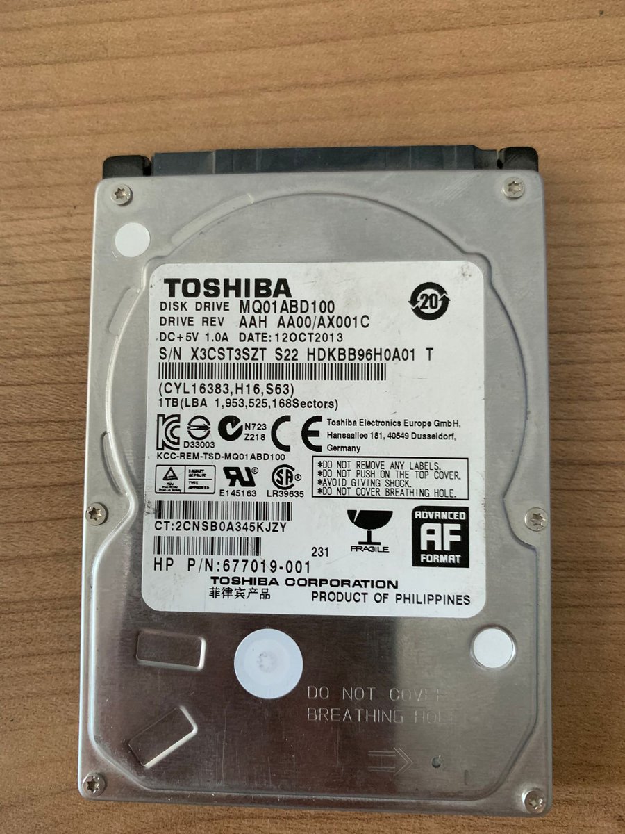 DigitalVeri's tweet photo. TOSHİBA 1 TB
MQABD100

Badsector. 

Süre 3 gün

%99

#2601700

#sivasverikurtarma
#DigitalVeriKurtarma 
#verikurtarma
#hddverikurtarma 
datarecoveryinturkey
https://t.co/Bu43gCqof5 https://t.co/Mw9556m30C