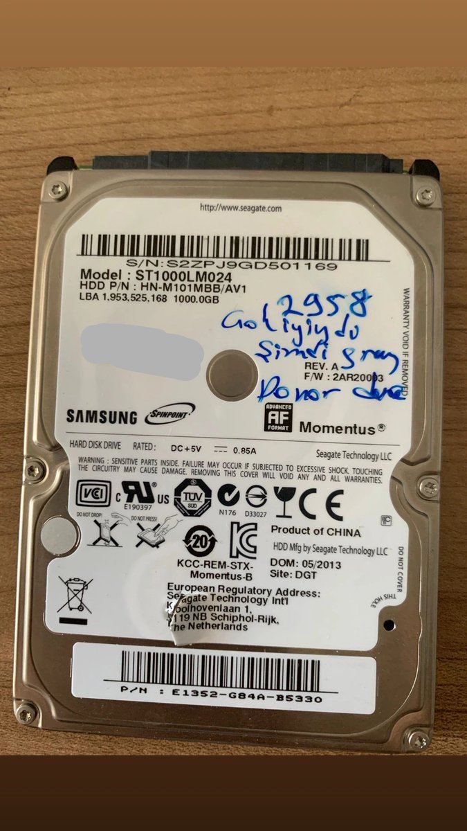 DigitalVeri's tweet photo. SAMSUNG 1 TB
ST1000LM024

Kafa sıkışması 

Süre 3 gün

%100

#2601714

#ankaraverikurtarma
#DigitalVeriKurtarma 
#verikurtarma
#hddverikurtarma 
datarecoveryinturkey
https://t.co/Bu43gCqof5 https://t.co/YTAWGUg8KM