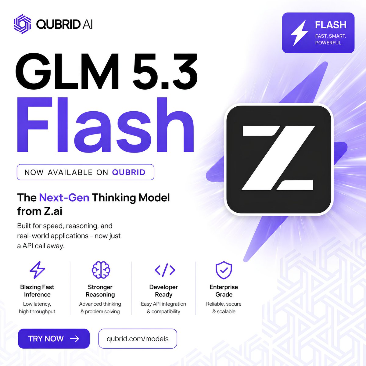 Qubrid_AI's tweet photo. @Zai_org's GLM 5.3 Flash is now available on @Qubrid_AI.
Built for fast inference, stronger reasoning, and real-world applications.
$0.0863 / 1M input tokens
$0.29 / 1M output tokens
Start building with GLM 5.3 Flash: https://t.co/WQ8N6hJ5aU
#QubridAI #GLM #LLM https://t.co/h3R3eFtf4T