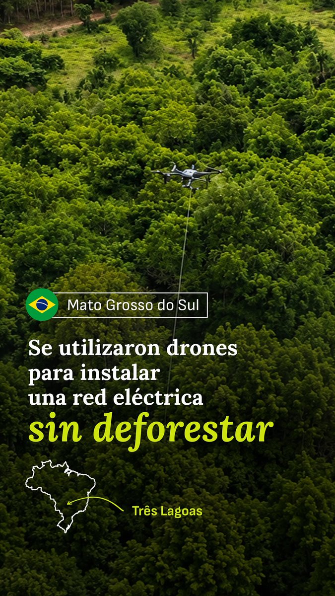 latam2050's tweet photo. Se puede instalar una línea de alta tensión sin talar vegetación nativa? En el Proyecto Sucuriú, @Arauco_oficial demostró que sí. Para tender los cables de la línea de transmisión entre Inocência y Selvíria, en Mato Grosso do Sul, utilizó drones en lugar de maquinaria pesada. 🌱 https://t.co/95pizi7FpE