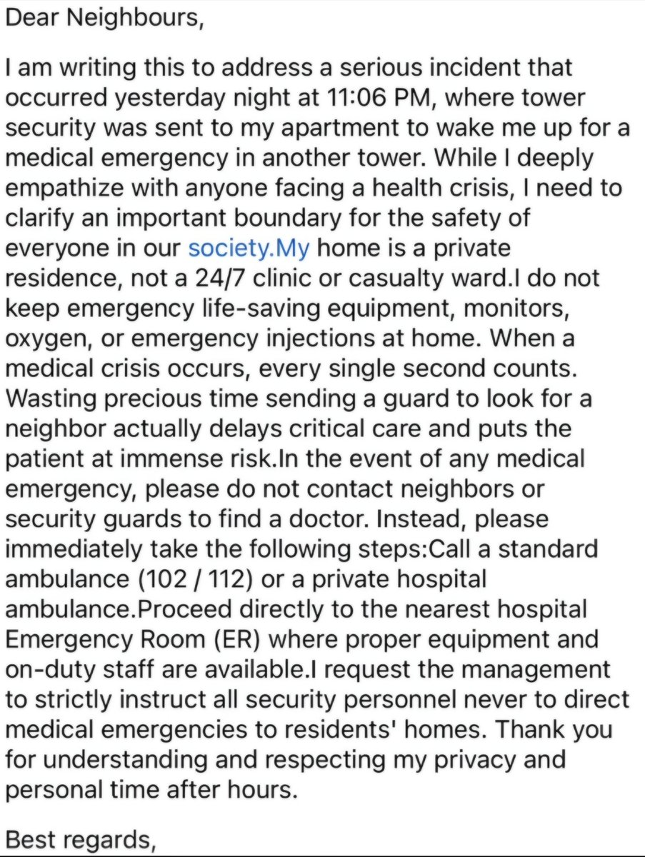 nervemed's tweet photo. "My home is not a 24/7 clinic."

Doctors asks neighbours to not approach him during emergencies.

What are your thoughts? Is he right? https://t.co/hpcxUkkgIB