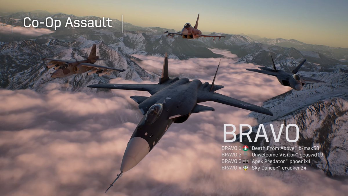 _YuriP__'s tweet photo. ACE COMBAT 8 ONLINE IS MASSIVE

6 modes:
Co-Op Assault: competitive PvE
Co-Op Warfare: competitive PvE with score multipliers
Scramble: 4 players vs NPC squad
Emergency Sortie: 8 player superweapon battles

Aircraft and avatar customization
100 player avatar lobbies!
#ACECOMBAT8 https://t.co/8AIcR26qWh