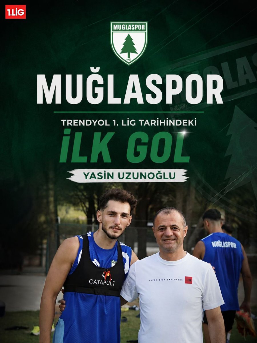 st1lig's tweet photo. Muğlaspor Başkanı Menaf Kıyanç, kulübün Trendyol 1. Lig tarihindeki ilk golünü atan Yasin Uzunoğlu’na altın takdim etti. https://t.co/EDdSPilIX3