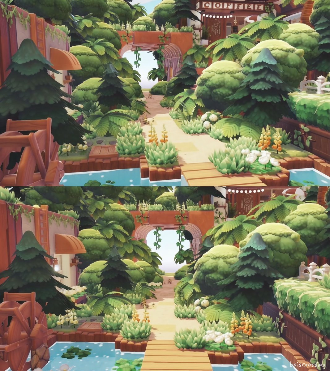boiscrossing's tweet photo. コーヒー屋と海へ続くトンネル🌳🍃
#pokopia #ぽこあポケモン https://t.co/yuRTiQPLLC