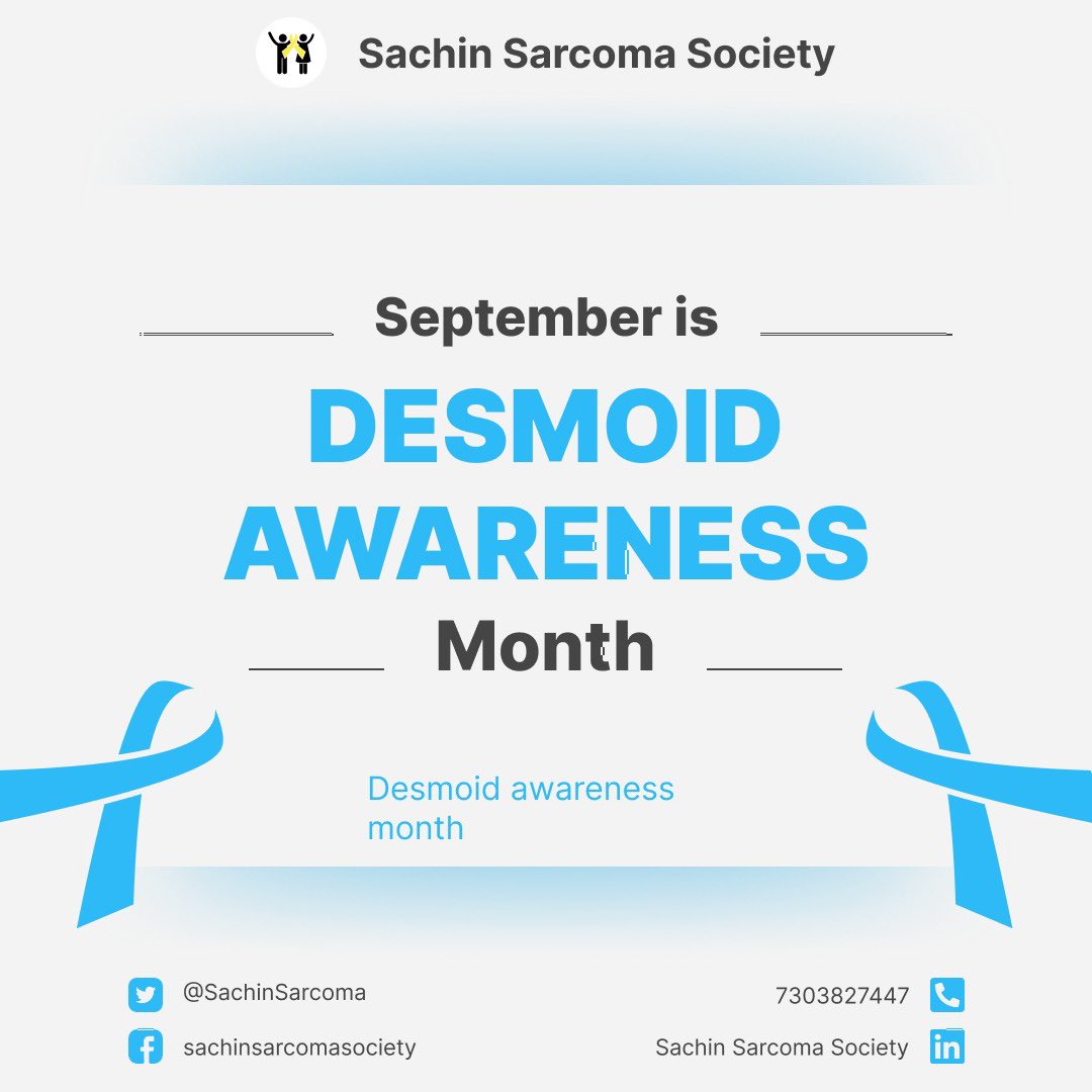 SachinSarcoma's tweet photo. September is #Desmoid Awareness Month. Let’s raise #awareness about desmoid tumors and connect Desmoid patients with each other so that they build strong #companionship with each other. 
#desmoidawarenessmonth https://t.co/EF7GwEcsLC