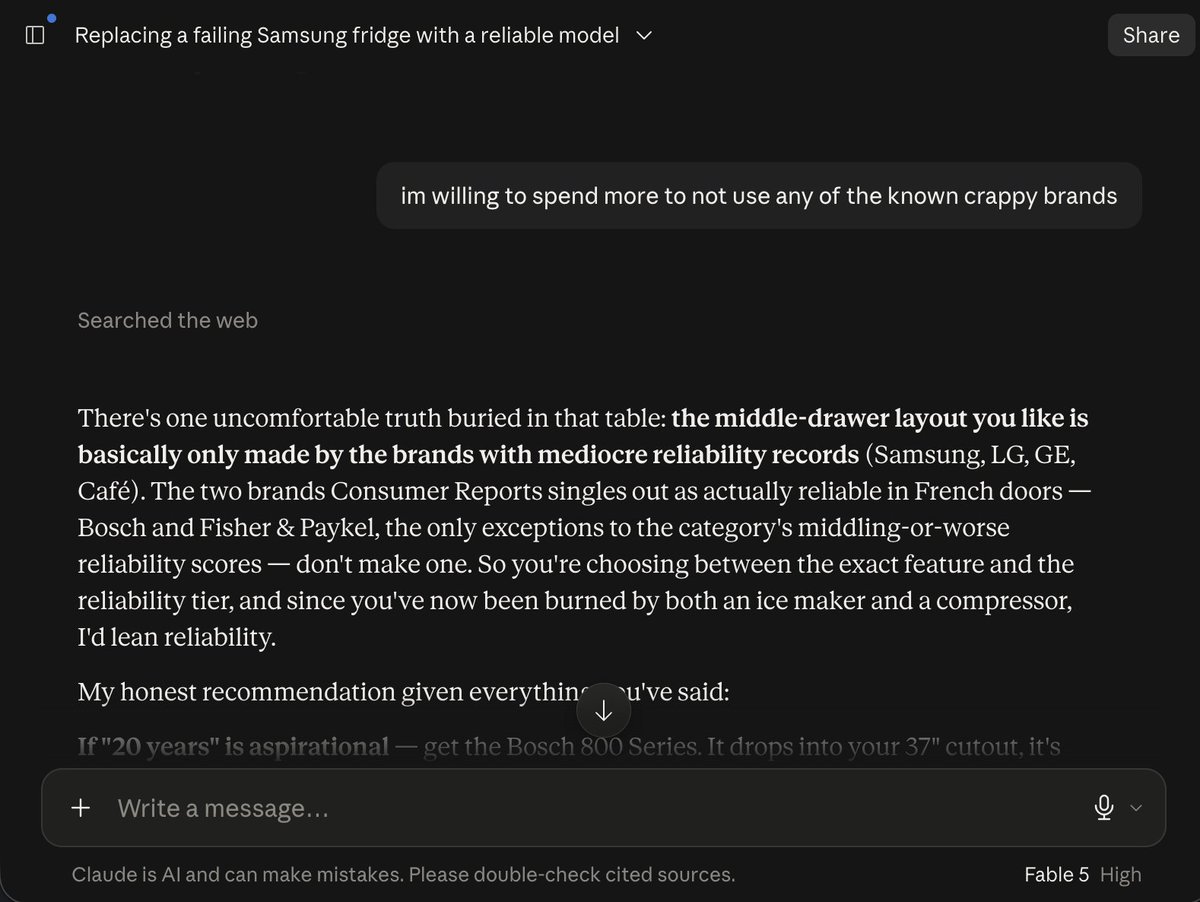 teej_m's tweet photo. Holy shit they fixed Claude-speak

Fable 5 / Fable 5.1 https://t.co/Dvv3LKBWeQ
