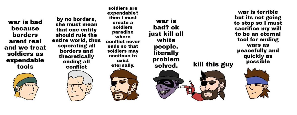 Peixe245II's tweet photo. Lore de Metal Gear Solid in a nutshell. https://t.co/0sg2vhXlRu