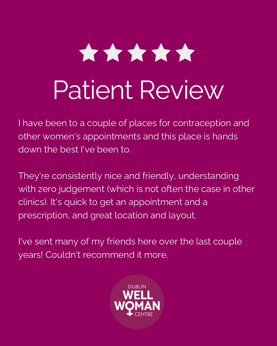 dublinwellwoman's tweet photo. A recent review from our Parliament St Clinic, thanks Eva 💕 https://t.co/4kzF762eiJ