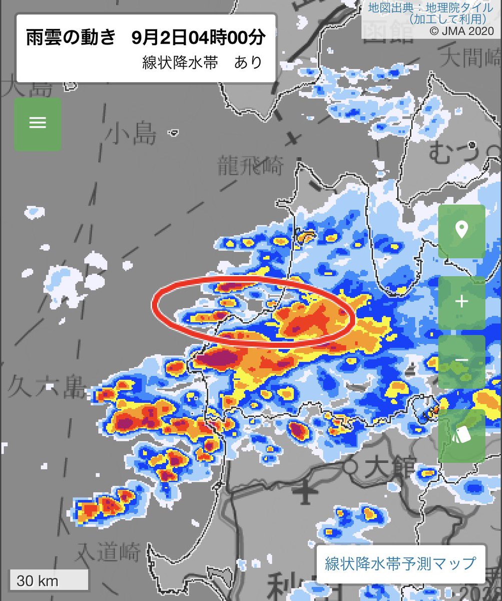 arakencloud's tweet photo. 青森県津軽で線状降水帯発生。
非常に激しい雨が同じ場所で降り続いています。命に危険が及ぶ災害発生の危険度が急激に高まっています。厳重に警戒を！！ https://t.co/IP0AeINVcC