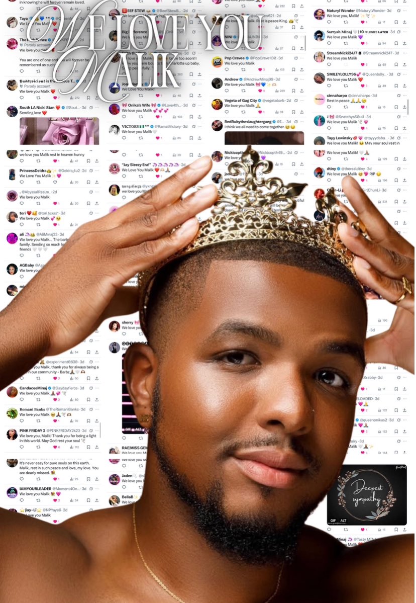 FeelTheBass86's tweet photo. It’s been a little over a year since we lost our brother, @maliktayylor

Malik was truly loved not only by us, but by Nicki herself. Everything he gave to this community, the way he stood up for the Queen, and the way he always remained true to himself will never be forgotten

If you never had the chance to watch his videos or experience his presence, it’s hard to explain just how genuine his spirit was. He loved Nicki DOWN and was one of her biggest defenders on TikTok for such a long time. He showed up with loyalty, passion, humor, and a love for this community that people still remember today

Even though he is no longer physically here with us, his presence is still felt. Moments like this are a reminder for us to love on each other, not just in this room or on this app, but always. Life is precious, and the connections we make with one another can mean more than we realize

Malik, you are loved, you are missed, and you will always be remembered. Sending so much love and continued prayers to his family, friends, and everyone who loved him

Forever our brother. Forever a Barb
