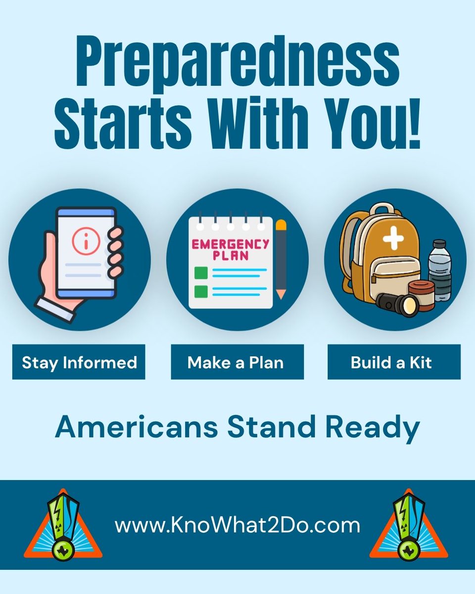 KnoWhat2Do's tweet photo. Preparedness Month may be coming to an end, but being ready is a year-round commitment.

Know your risks. Stay Informed. Make a Plan. Build a Kit. Stay Connected with your Community. 

Preparedness starts with you. Americans Stand Ready.

#AmericansStandReady #PreparednessMonth https://t.co/QAKCxQR2Yw