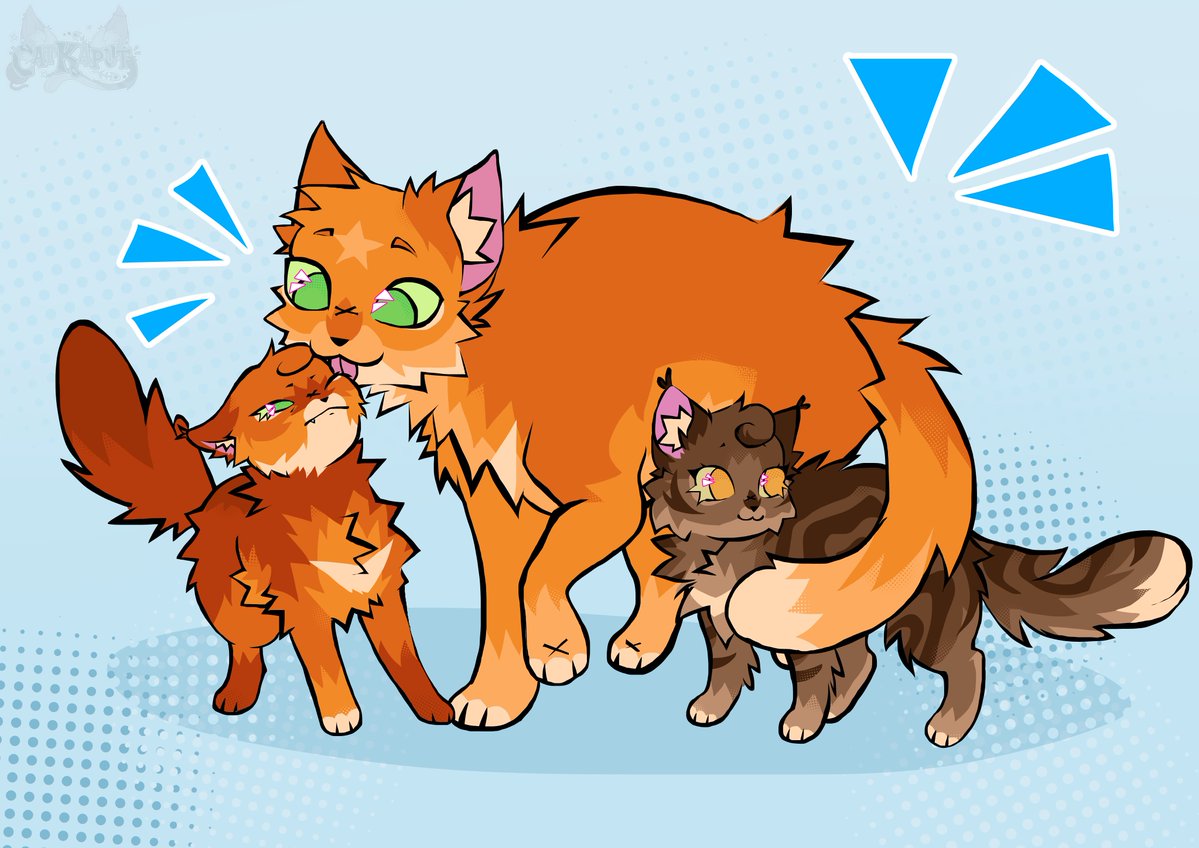 catkaput's tweet photo. Firestar and the girls <3 #warriorcats https://t.co/o403kfq0Sq