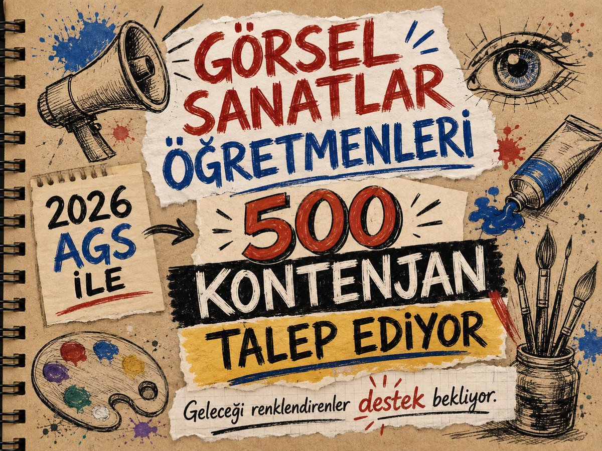 snt228's tweet photo. @Ftmnrklcarslan @RTErdogan @Yusuf__Tekin @oktay_saral @dbdevletbahceli @edipuzen Görsel Sanatlar eğitimi öğrencilerin gördüğünü sorgulamasına düşündüğünü üretime dönüştürmesine ve kendi yorumunu geliştirmesine imkan verir 2026 AGS kapsamında en az 500 kontenjan talep ediyoruz @RTErdogan @Yusuf__Tekin @oktay_saral @dbdevletbahceli #AGSgörselsanatlaradilatama https://t.co/NawQimOJFZ