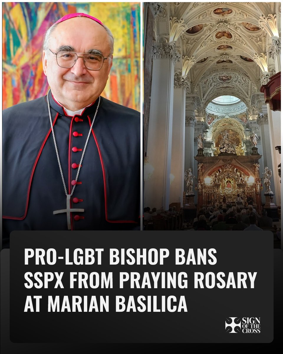 CatholicSOTC's tweet photo. Pro-LGBT bishop bans the SSPX from praying the Rosary inside Marian basilica.

Bishop Wilhelm Krautwaschl allowed "Pride services" and told Catholics that same-sex blessings “must not be refused.”

https://t.co/5s76A5SOZv https://t.co/ioNZ3v07AY