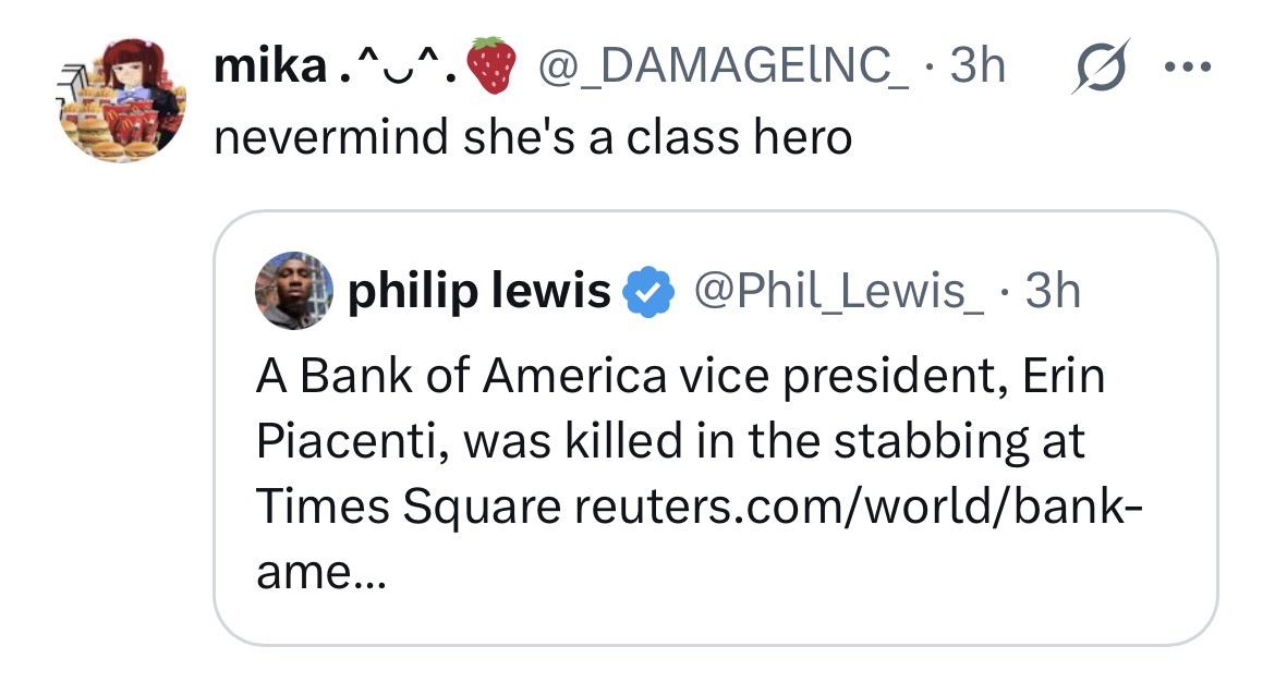 nagamyzuna's tweet photo. Woke 2.0 update: Liberals are now celebrating the stabbing and murder of an innocent young woman who happened to be a mid-level manager at BofA. https://t.co/VAVmdwv5v8