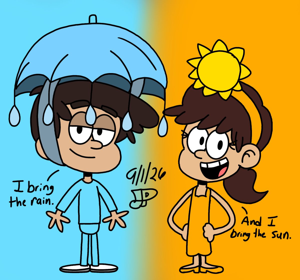 JordanP__24's tweet photo. I got bored today and wanted to make a draw for @mirrormation63 Halcent Week. It was a day for cosplay with thinking I thought it be cool to see Vincent &amp; Haley cosplay uniquely with typical weather we have these days. 🌧️☔☀️🌞 #Theloudhouse #fanart #ocart #shipweek https://t.co/T1kxkuzVg8