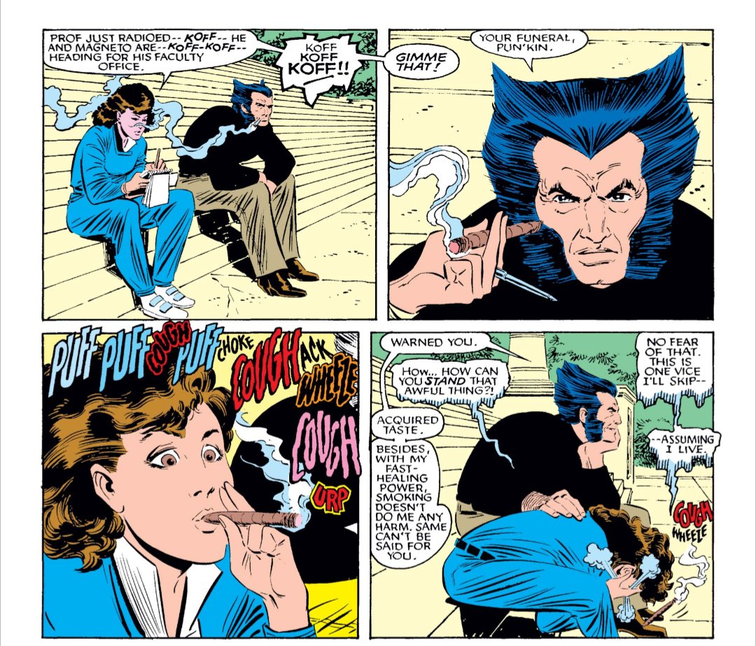 Wolverinegoon's tweet photo. If it was anyone but Kitty taking that cigar out of his mouth they'd have 1 less hand 😭 https://t.co/RqbJ5jNQHO