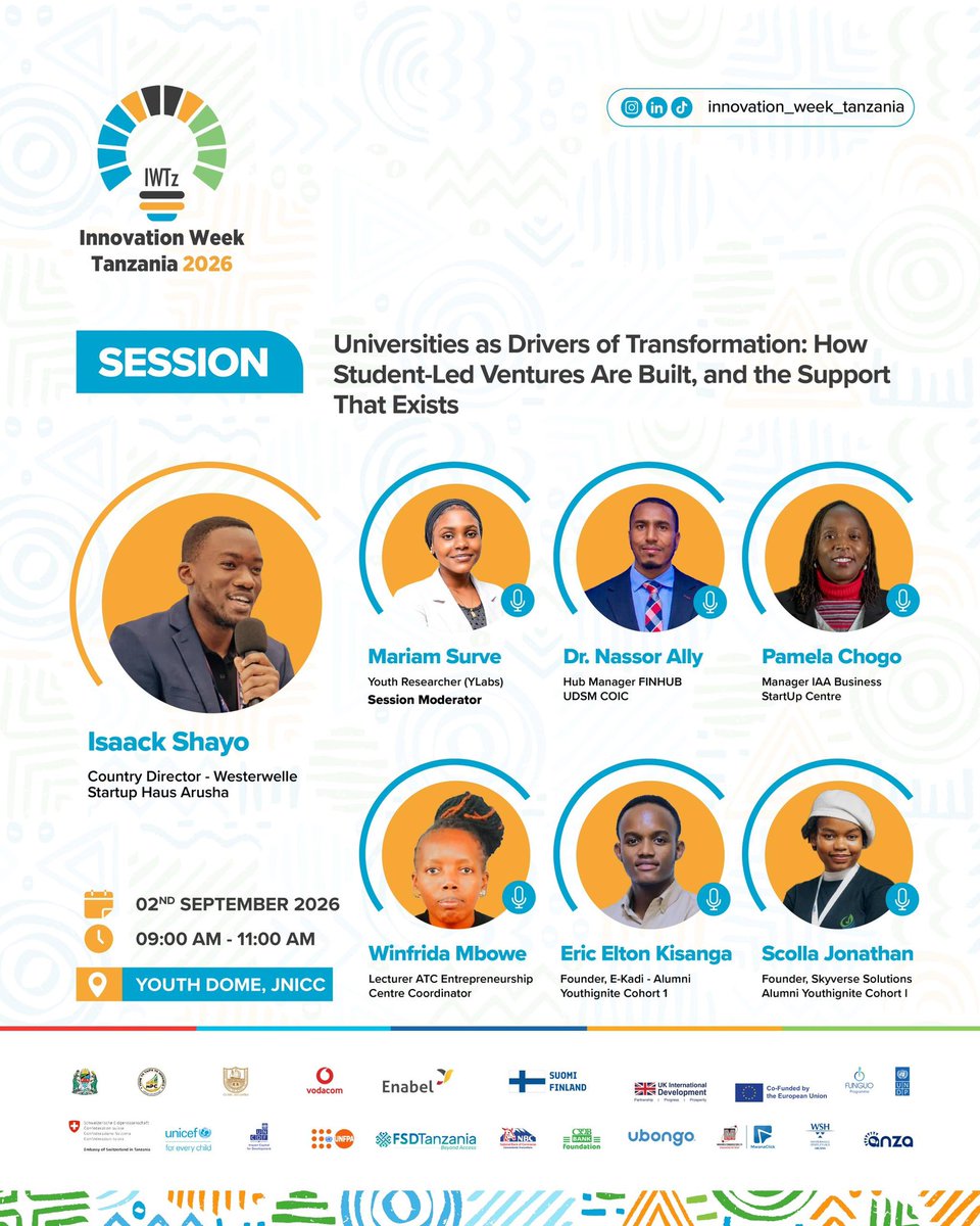 IWTZ_'s tweet photo. Student founders aren’t waiting for graduation, they’re building solutions on campus right now. This session breaks down how universities are becoming innovation hubs and scaling impact fast.
#IWTz2026 #DIRA2050 #innovation https://t.co/g1HyftI1Is