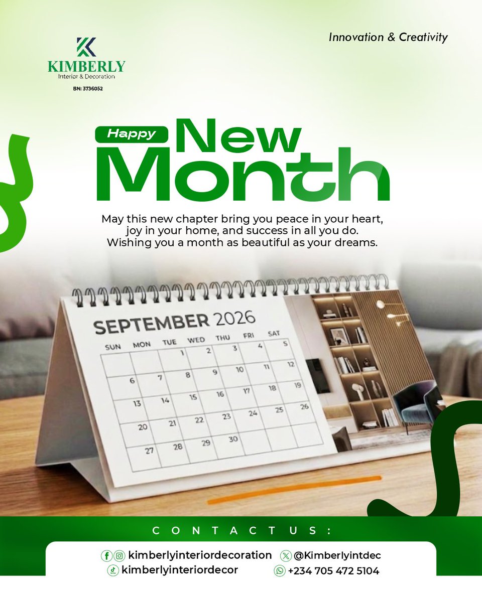 KimberlyIntdec's tweet photo. Hello, September 💚

Thank you to all our amazing customers &amp; valued partners for your support, orders, referrals, and trust throughout August. 🤍

May September bring growth, success, favour &amp; abundant blessings. 🙏🏽

Happy New Month 🎉💚

#September2026 #HappyNewMonth https://t.co/Zb2aujTrW6