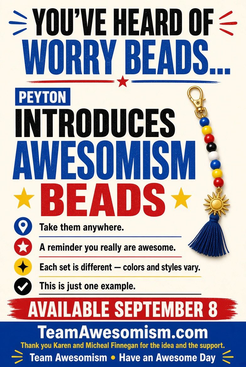 AwesomismMom's tweet photo. 🎉🎉🎉🎉♥️🎉🎉🎉🎉♥️🎉🎉 
We are so excited to announce our latest project! Proceeds from all sales will go to support our @TeamAwesomism Spreading Awesomism bags!! We will be revealing his Awesomism beads on September 8th!! https://t.co/I6zh3wX08H