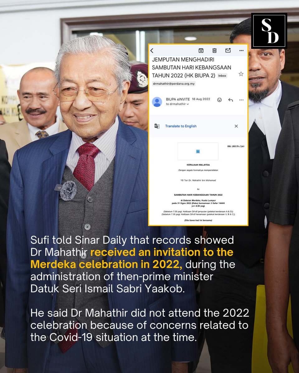 marionocera1's tweet photo. Sufi Yusoff tampil mempertikaikan penjelasan kerajaan dengan merujuk rekod jemputan Tun Dr Mahathir pada sambutan Merdeka 2022. Perbandingan ini pastinya mengundang persoalan.
#TunMahathir #SufiYusoff #Merdeka69 #IsuSemasa https://t.co/EfVT6PVnV6