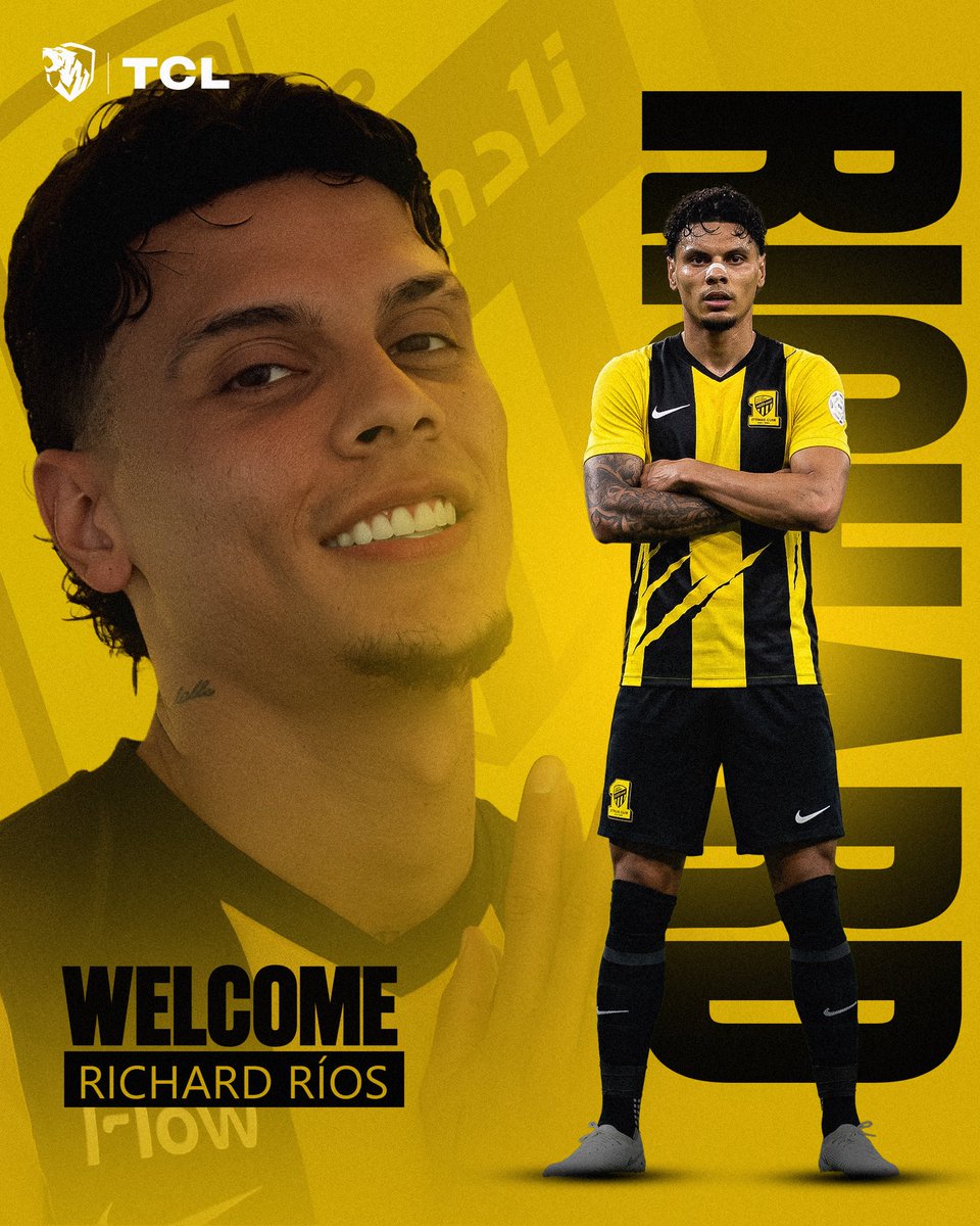 AImodrj's tweet photo. 🚨🚨 انتهت القصة، جماهير الاتحاد تصنع القرار، ريتشارد ريوس نمر حتى 2027 🐅 🟡⚫️ 🇨🇴 

#WelcomeRichardRios https://t.co/mKPbUYUowS