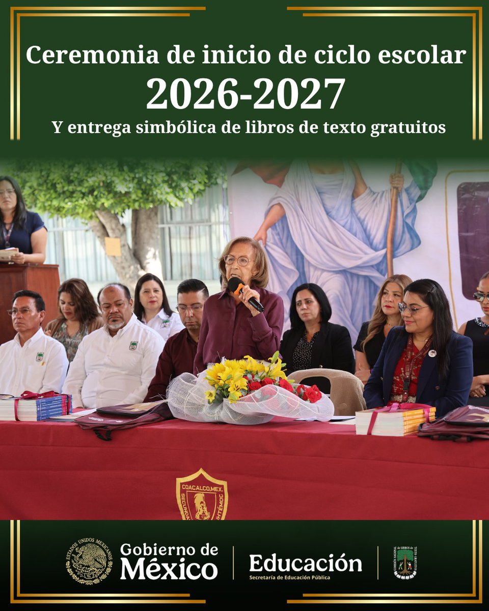 Conaliteg's tweet photo. 📚✨ ¡Iniciamos el Ciclo Escolar 2026-2027 ! 🇲🇽🎒
La ceremonia se realizó en la escuela secundaria 0101, Cuauhtémoc, así como en la secundaria 0598, Justo Sierra, en Coacalco, Estado de México.
¡La patria está en mis libros de texto gratuitos!
#CONALITEG #CicloEscolar2026 https://t.co/xvwqsD1Vu9