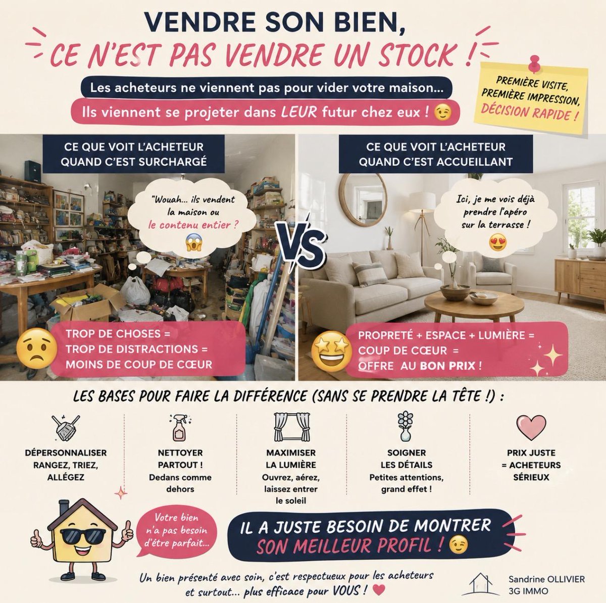 SLOLLIVIER's tweet photo. Je le dis souvent : un bien en vente n’est pas un débarras 😅 Un peu d’espace, de lumière et d’ordre, et l’acheteur se projette plus vite. Je vous aide à créer le coup de cœur ✨🏡 #Immobilier #Vente #HomeStaging #Conseil #Acheteur #BienPrésenté https://t.co/S5SJA6zXe0