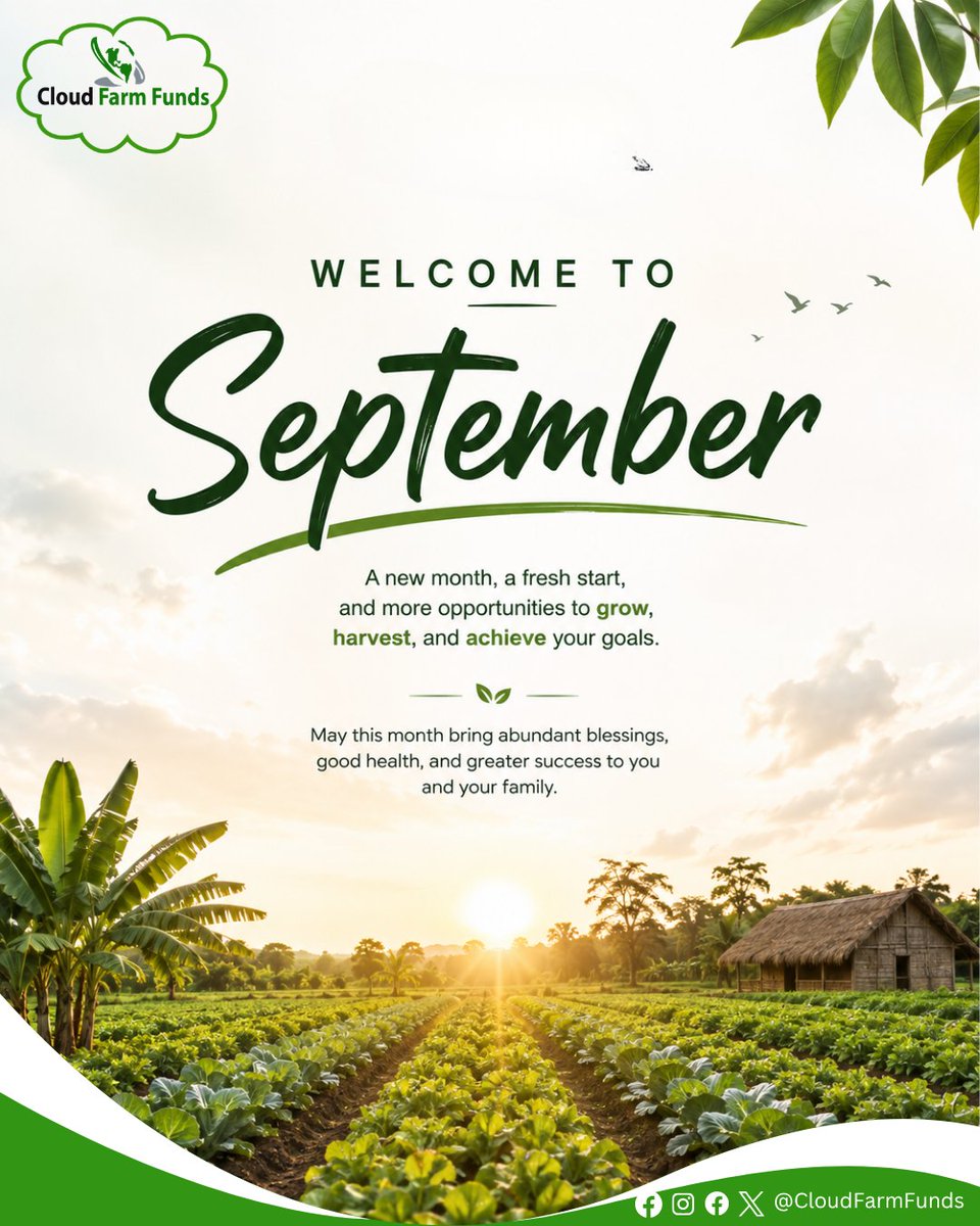 cloudfarmfunds's tweet photo. Welcome to a fresh start! May this month be kind, fruitful, and favourable to you. May this new month bring abundant harvests, flourishing crops, and clear skies over our fields. Here's to sowing success, reaping prosperity, and nurturing growth

#HappyNewMonth
#EmpoweringFarmers https://t.co/i1KsxAMSFR