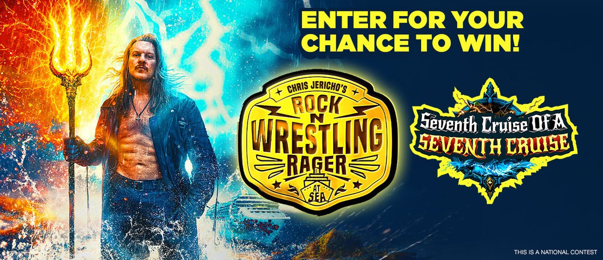 PlanetRadioJax's tweet photo. Chris Jericho’s 7th Rock N’ Wrestling Rager aboard the Norwegian Jewel! Enjoy four wild days of wrestling, live music, comedy, and a meet-and-greet with Chris Jericho &amp; Fozzy. 🤘 Listen on our free iHeartRadio app, tap the Contest tab for the chance to win! Prize by Sixthman. https://t.co/0Lj9NMTBnu