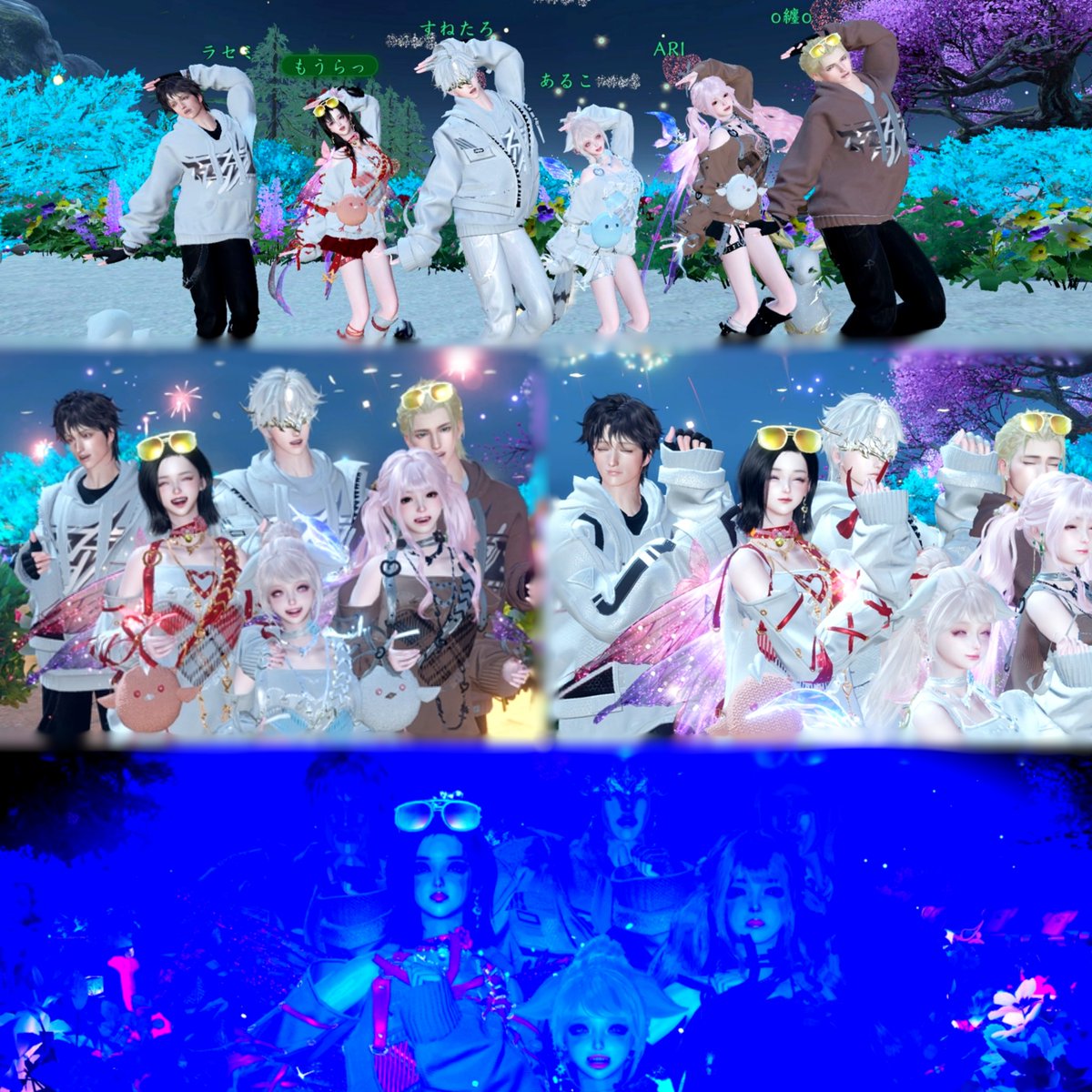 ____arc11's tweet photo. 花火大会みんなで見てきたっ🙈 
年越し？とかの花火見れへんから
はじめて逆水寒花火見れて
嬉しかったしめっちゃ綺麗かった！！

その後は女子会SSに
男子陣も集まってダンス💃   ̖́-
ダンスはリプにぺたり𓀞𓀟𓀠𓀡𓀢𓀣𓀤𓀥

#逆水寒 https://t.co/XgnIVZ4J0i