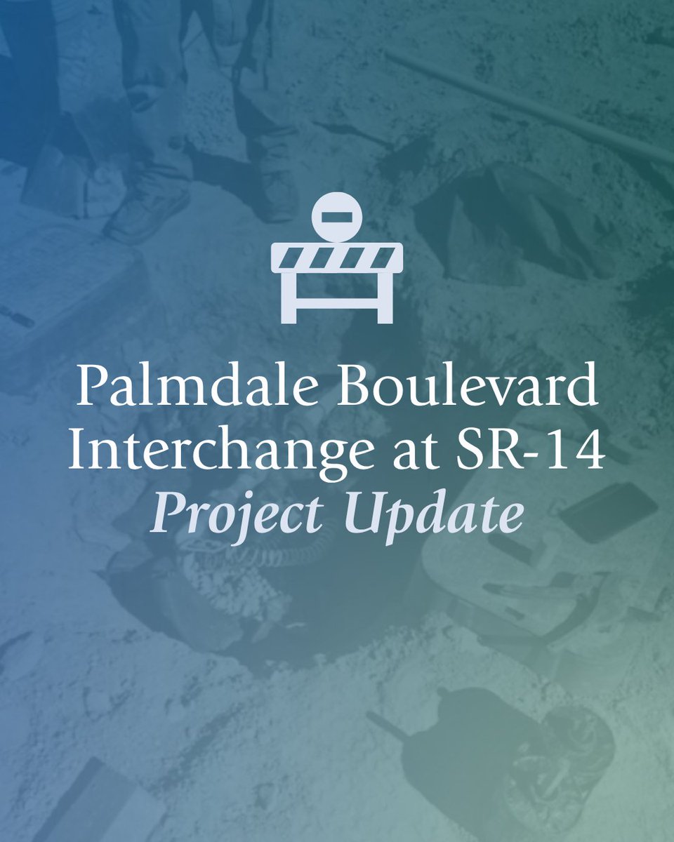 PalmdaleCity's tweet photo. 🚧 Palmdale Boulevard/SR-14 Interchange Improvements Update 🚧

Construction on the Palmdale Boulevard/SR-14 Project (PN 672) is officially 93% complete! Crews are currently focusing on landscaping, final traffic signal work, street signing and irrigation revisions — with traffic signals at Division Street and the northbound and southbound off-ramps now fully installed.  

Traffic Advisory:
🚦Expect intermittent lane closures on Palmdale Boulevard, but at least one lane will remain open in each direction at all times.
🚦Expect intermittent closures on the SR-14 on and off-ramps will take place for ongoing irrigation and landscaping work.  

Looking ahead, full project completion is on track for February 2027. 

Thank you for your continued patience as we finish up these vital infrastructure upgrades for our city! 🚗✨
