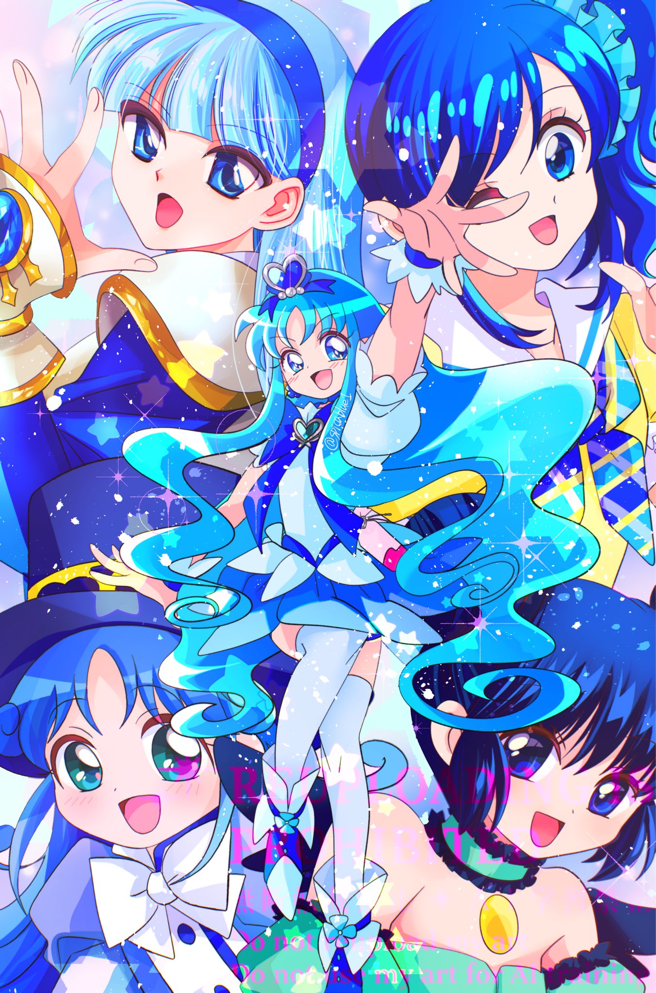 イラスト 青と白 白髪青メッシュ ・ こはくくんです ・ #イラスト