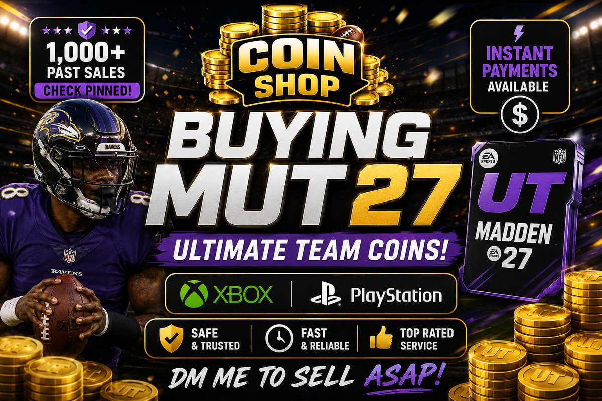 UT_CoinShop's tweet photo. Buying MUT Madden 27 Ultimate Team Coins!

🏈 Xbox and Playstation
💰 Instant Payments Available  

1,000+ Past Sales (Check Pinned)  

DM me to sell ASAP https://t.co/ZlncLxHkte