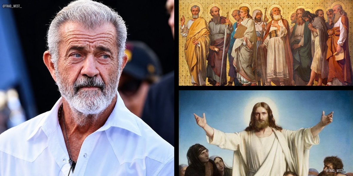trad_west_'s tweet photo. Mel Gibson: "I consider the Gospels to be verifiable history... every single one of those guys [the Apostles] died rather than deny their belief. And nobody dies for a lie. Nobody."

Nobody dies for a lie. Christ is King. https://t.co/w2ECW68yz8