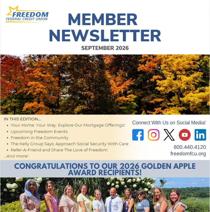 FreedomFedCU's tweet photo. Happy September, Freedom fans 🍂 Discover this month’s events, financial resources, community highlights and more in our newsletter: https://t.co/KrKEoF1pAa https://t.co/OvEmNH7c6J