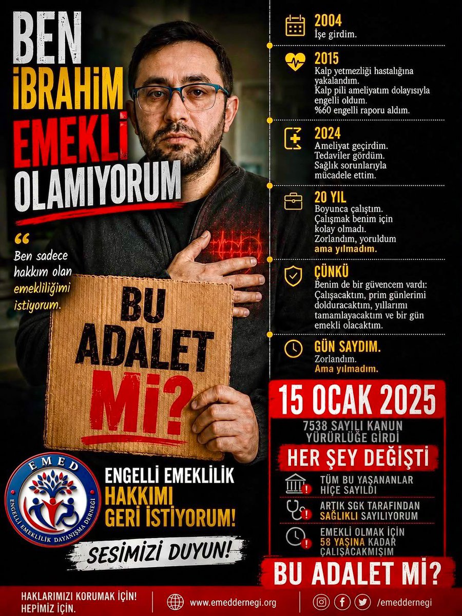 beker71234's tweet photo. Engelli bireylerin ellerinden alınan emeklilik hakkının iadesini #bekliyoruz 45 yıldır uygulanan vergi indirimi hakkı 7538 nolu yasa ile #gözgöregöre bir gecede ellerimizden alındı bu hatadan biran önce dönülmeli @szctelevizyonu @emeddernegi @NaezLi https://t.co/UO8S2HquYW