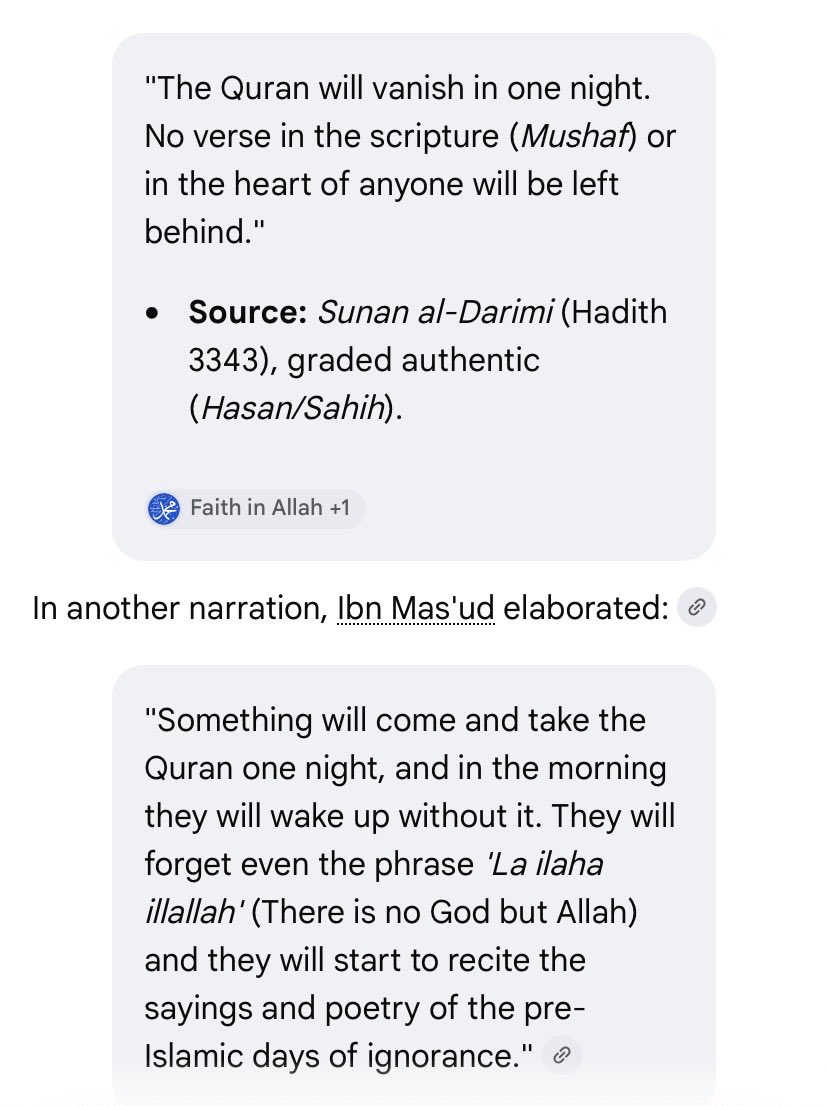 YAetos61067's tweet photo. @patrick_he76016 @AntiWokeMemes Perhaps you are referring to when the Quran will be lifted from the earth because of their wickedness. That is by Allah’s will, it is done in truth, his verses do not become false. They do not remain on an earth with hedonistic animals on it. In one night. لا إله إلا الله https://t.co/5fvSYwevpc