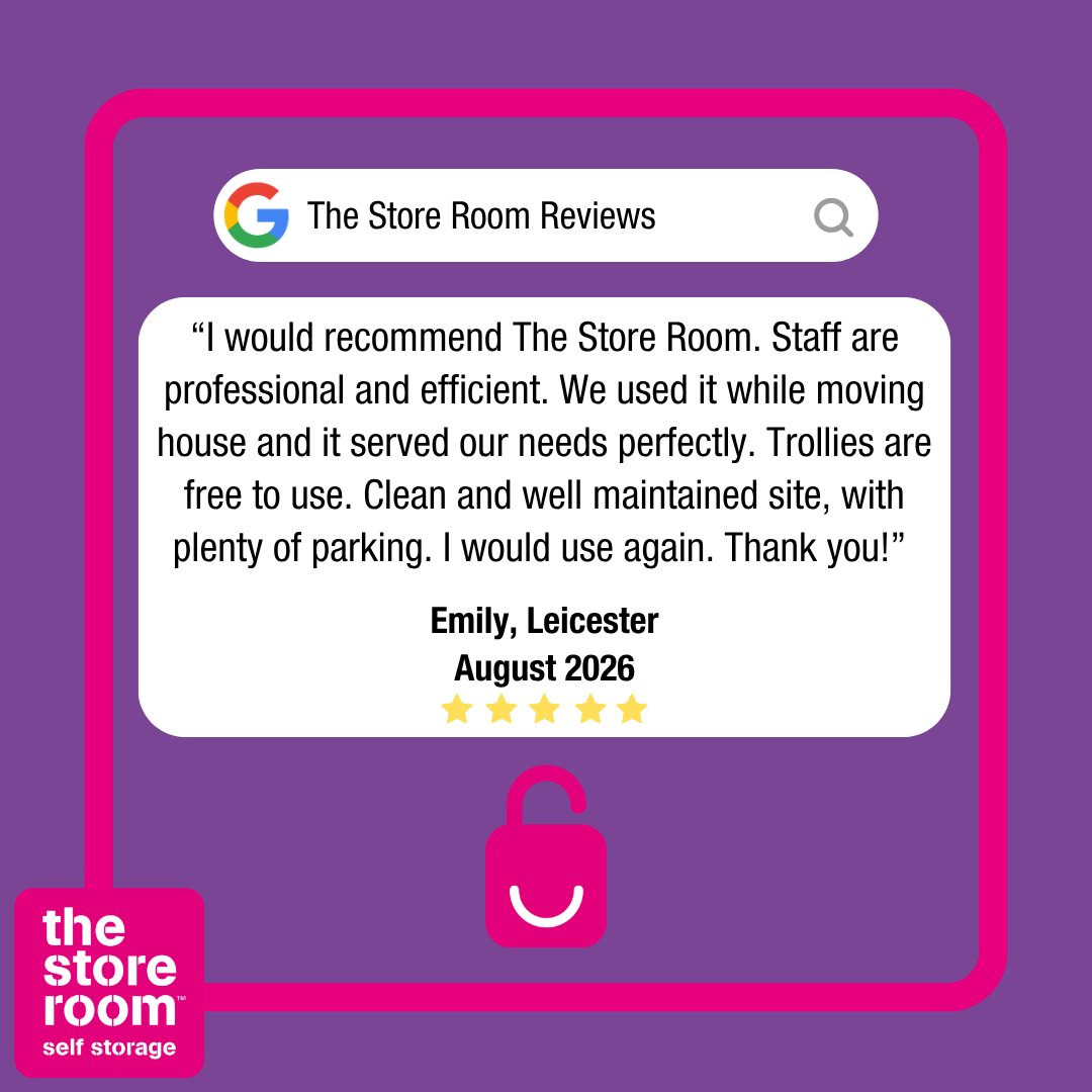 thestoreroomUK's tweet photo. β New #CustomerReview! β
Thank you for your kind words ππ It's great to hear we could support you during your house move, and we appreciate your recommendation!
π¦ Moving house or just need extra space? Pop into our site or get a quote online today.
#SelfStorage #GoogleReview https://t.co/R2dX35ORAi